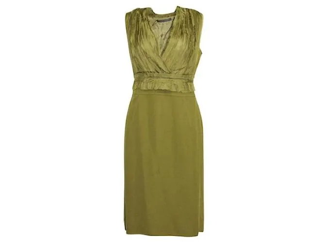 Alberta Ferretti Vestido midi de seda verde oliva 