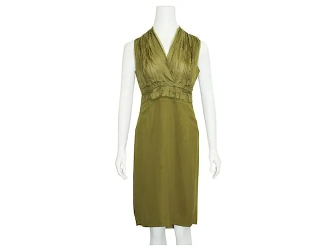 Alberta Ferretti Vestido midi de seda verde oliva 