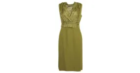 Alberta Ferretti Vestido midi de seda verde oliva 