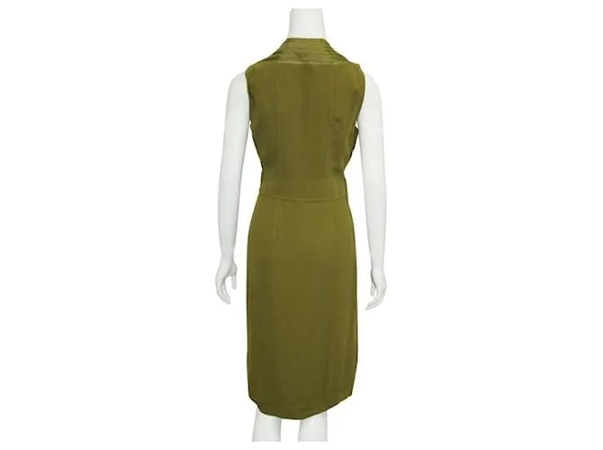 Alberta Ferretti Vestido midi de seda verde oliva 