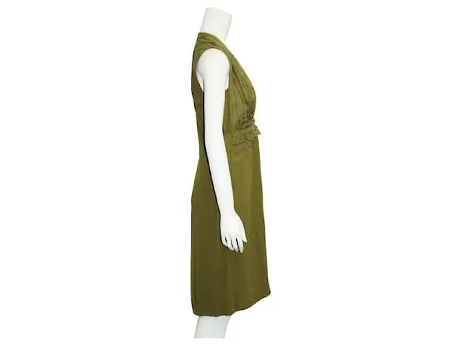 Alberta Ferretti Vestido midi de seda verde oliva 