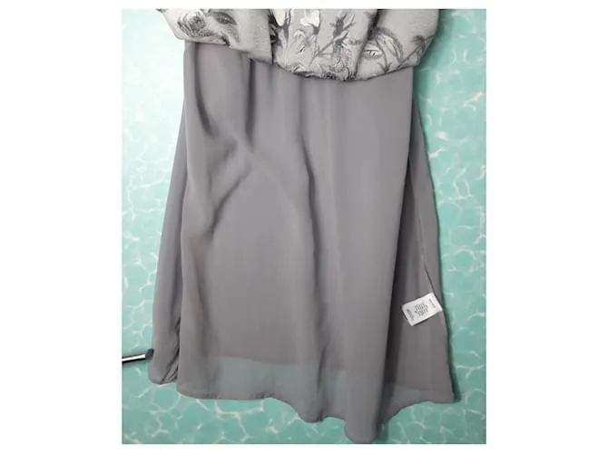 Autre Marque Vestido lencero de seda fantasía de Angelo Marani talla 44. Gris 