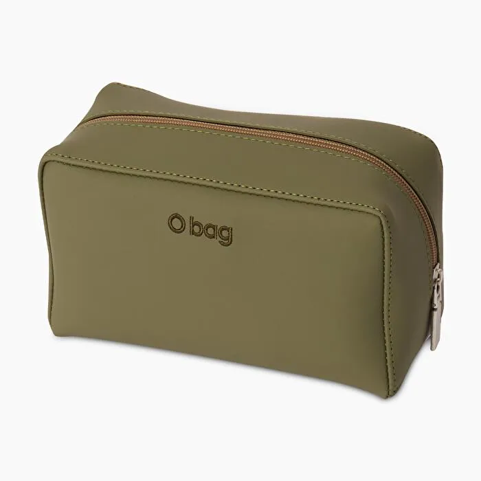 Beauty case de tejido de goma verde militar