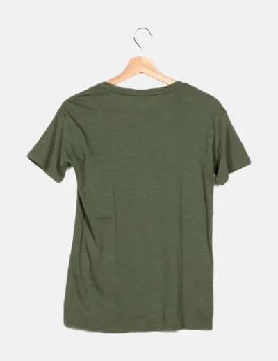 Benetton Camiseta verde estampada