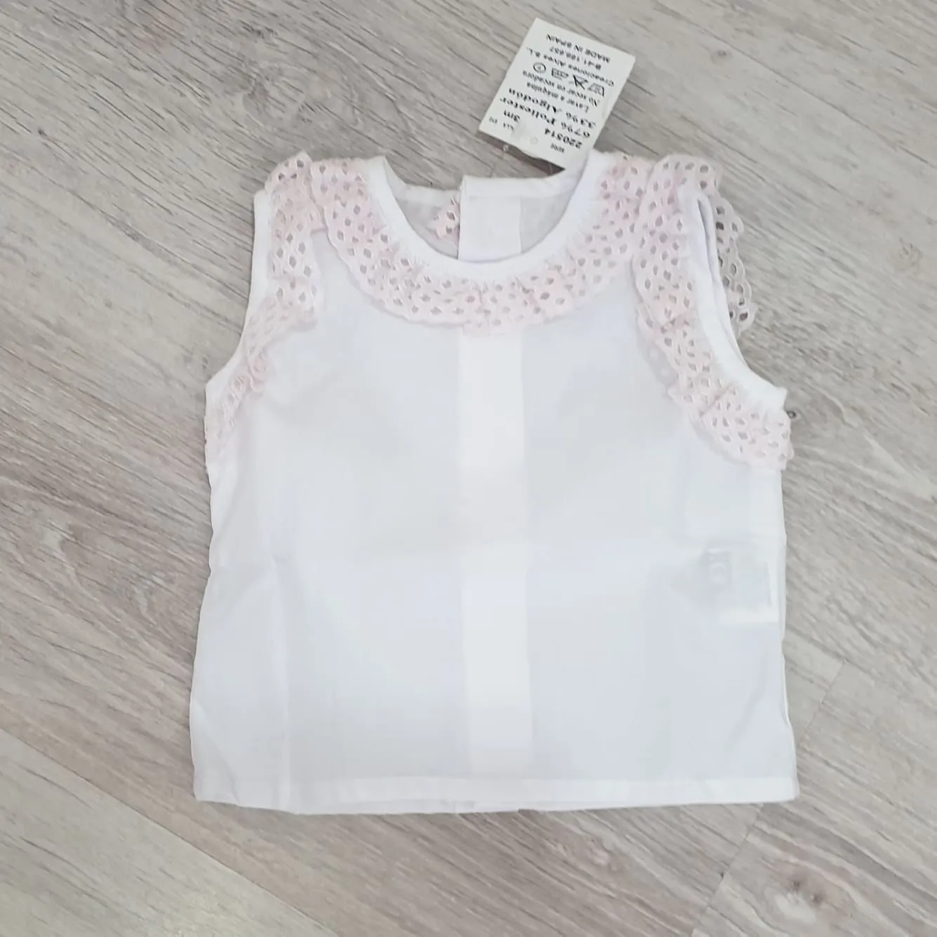 Blusa bebé BATISTA TIRA BORDADA R130096 TALLA 3 MESES