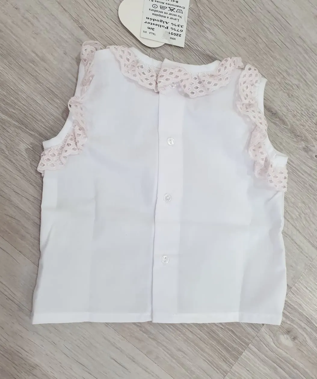 Blusa bebé BATISTA TIRA BORDADA R130096 TALLA 3 MESES