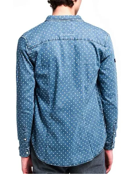 camisa superdry topos azul hombre