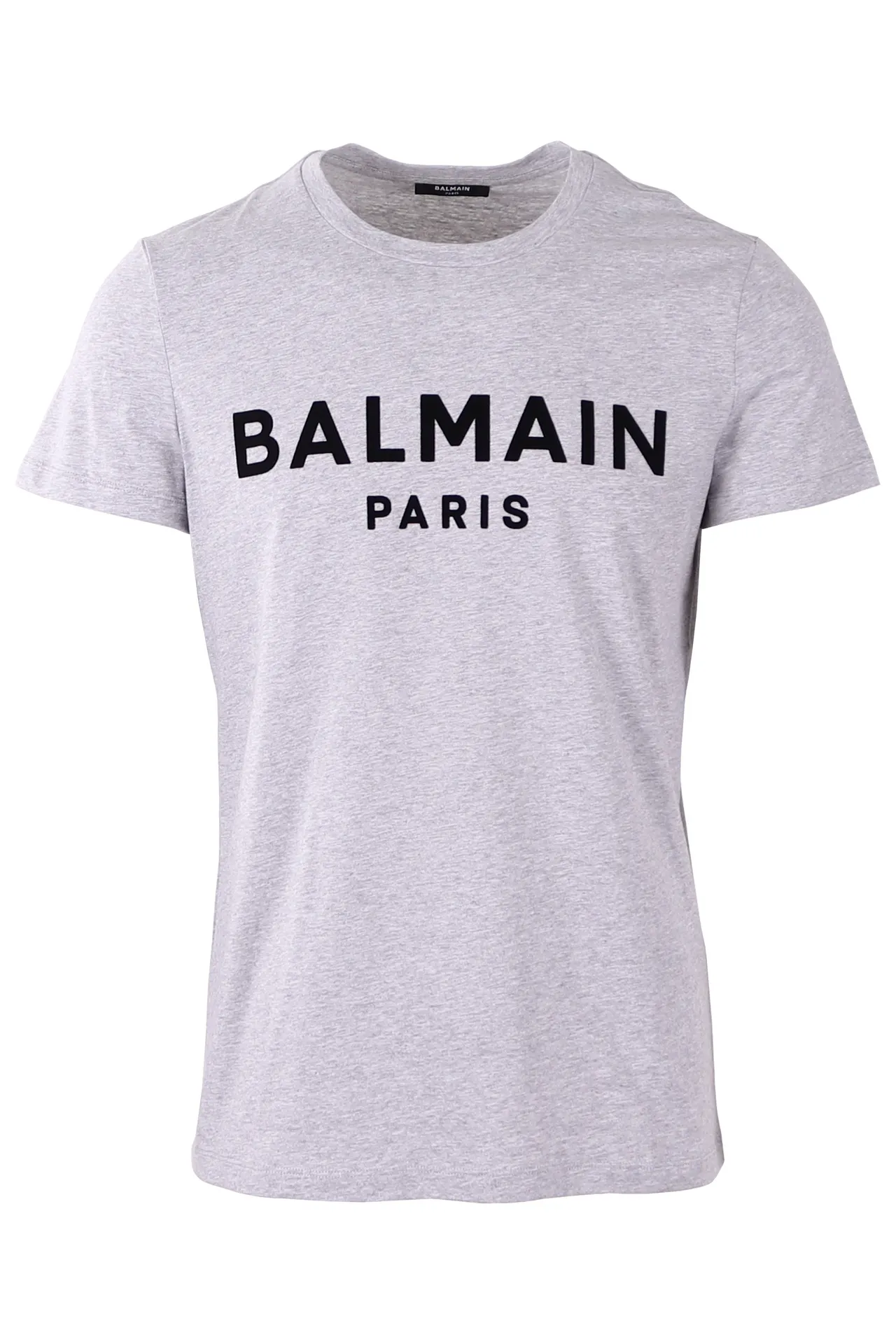 Camiseta Balmain gris con logo afelpado