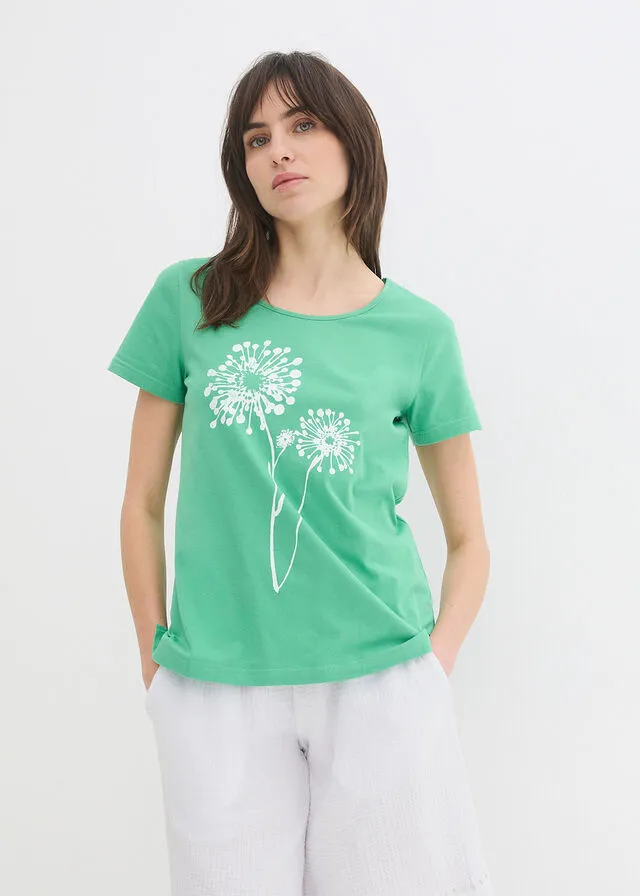 Camiseta Verde ópalo/blanco estampado