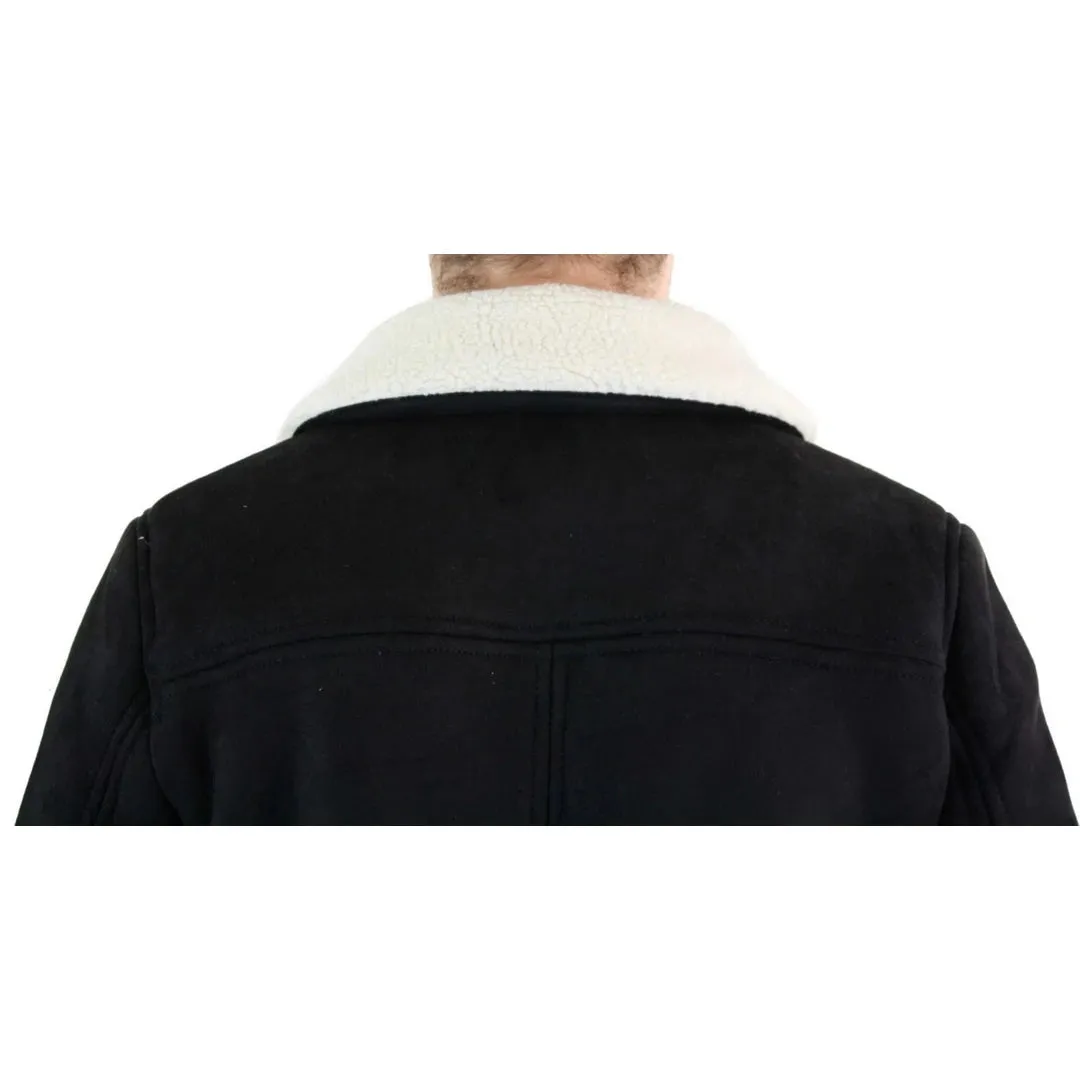 Chaqueta de vuelo de aviador B3 de cuero de oveja de gamuza para hombre con cremallera cruzada RAF Vintage