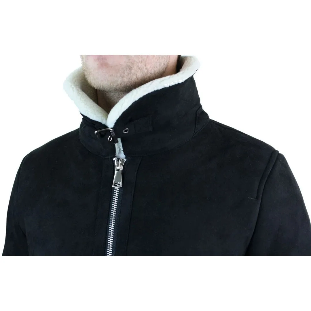 Chaqueta de vuelo de aviador B3 de cuero de oveja de gamuza para hombre con cremallera cruzada RAF Vintage