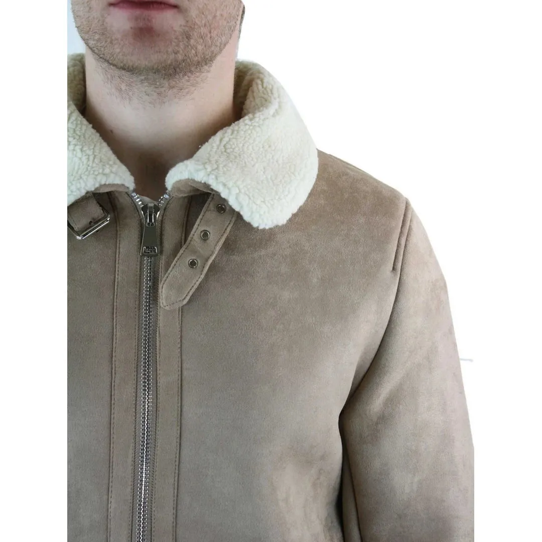 Chaqueta de vuelo de aviador B3 de cuero de oveja de gamuza para hombre con cremallera cruzada RAF Vintage