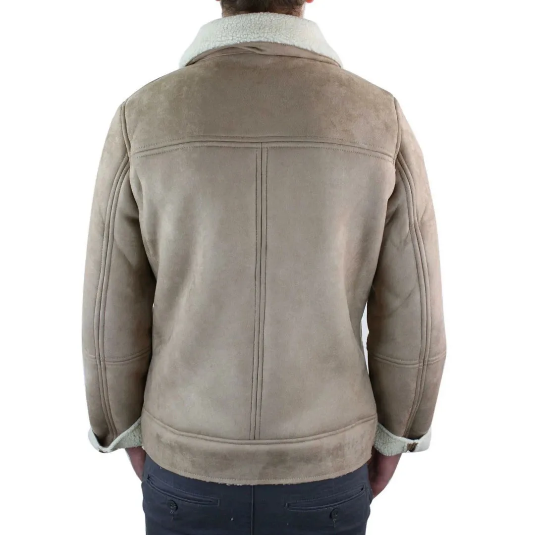 Chaqueta de vuelo de aviador B3 de cuero de oveja de gamuza para hombre con cremallera cruzada RAF Vintage