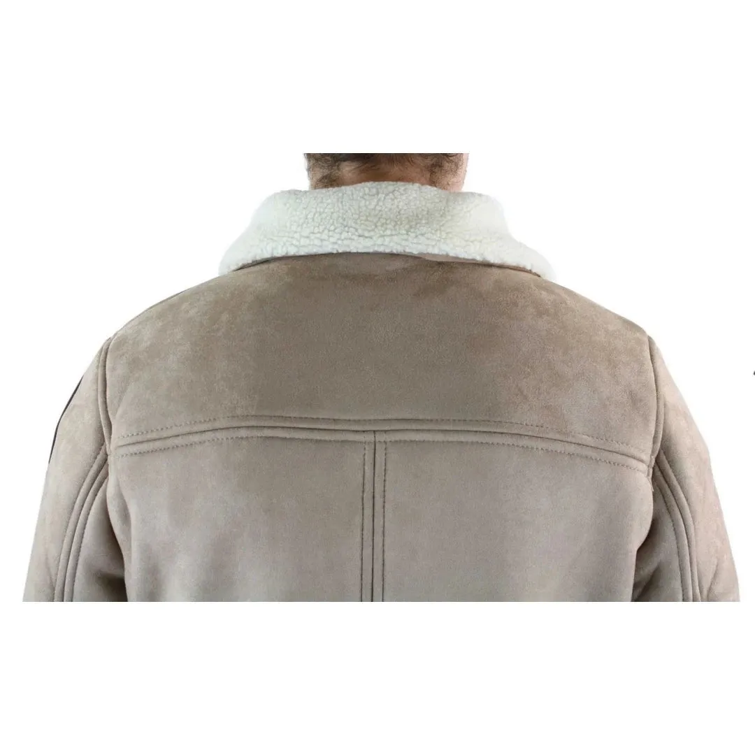 Chaqueta de vuelo de aviador B3 de cuero de oveja de gamuza para hombre con cremallera cruzada RAF Vintage