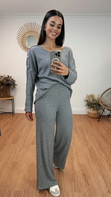 Conjunto Punto canalé Gris