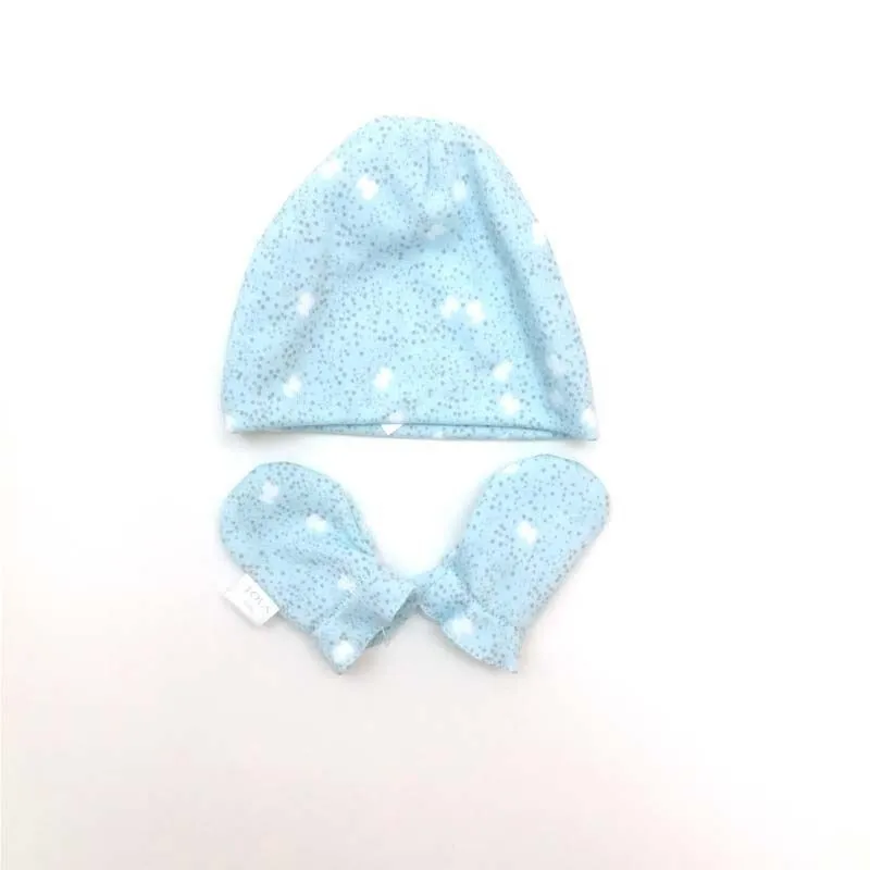 Gorro y manoplas bebé recién nacido azul Tous Baby