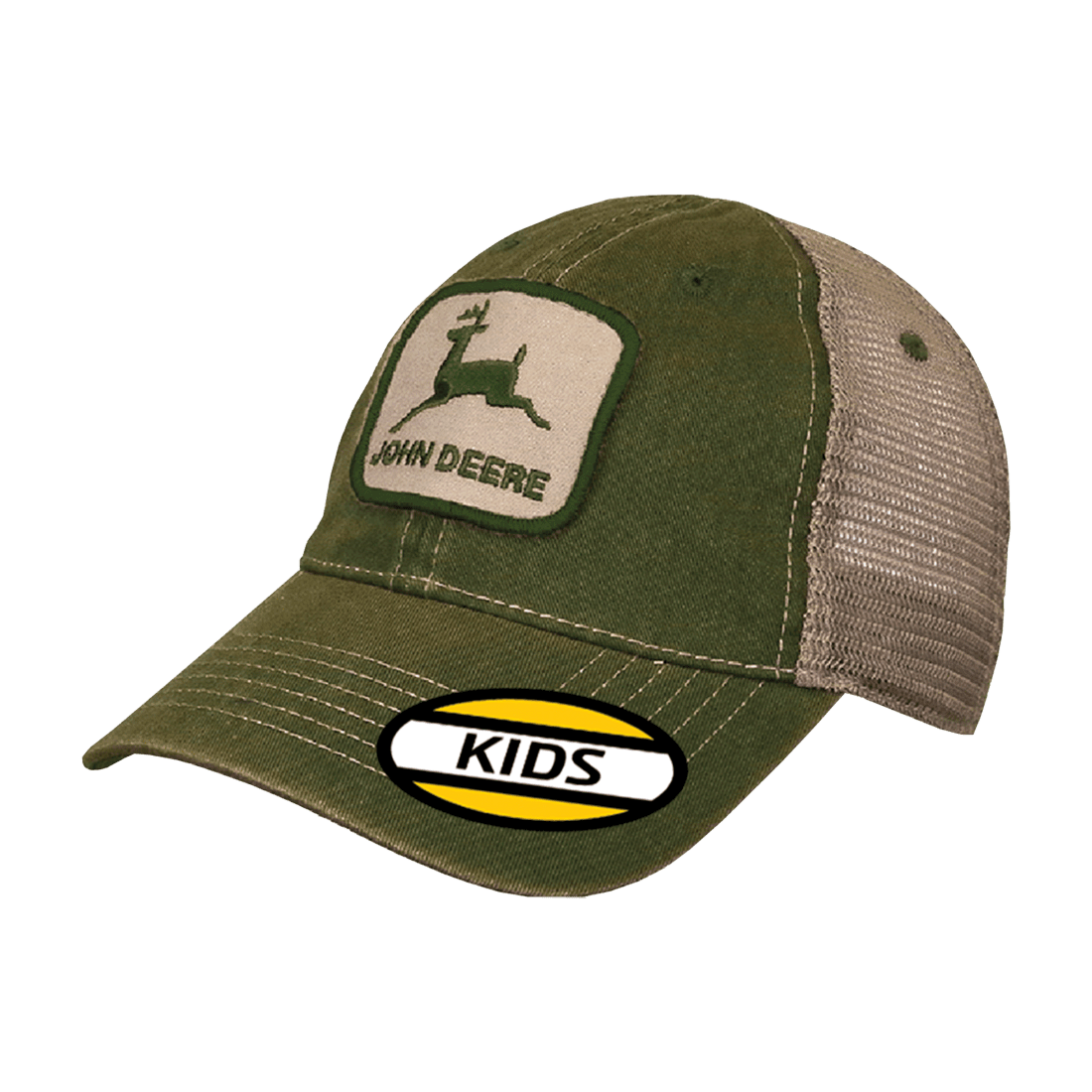 John deere j52f-02wt-jdr-j2t gorra algodon y polister con malla para niños verde/beige