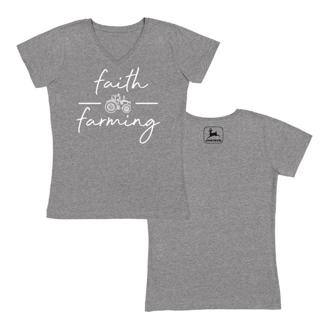 John deere jw88-02x2-jdr-8vm-s camiseta para mujer 60% algodon 40% poliester faith farming gris talla s