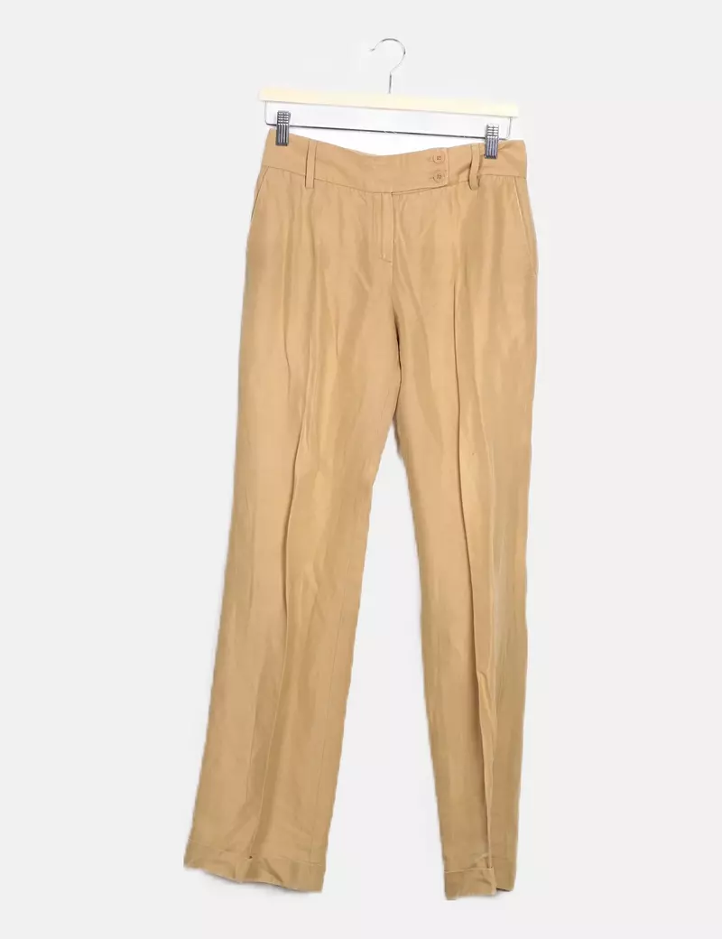 Massimo Dutti Pantalón beige fluido