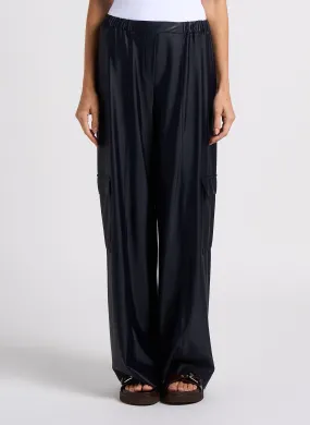 MAX MARA LEISURE TESEO - Pantalón recto satinado en negro