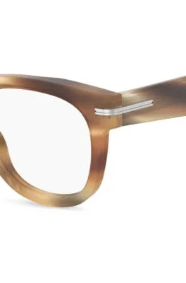 Montura para gafas graduadas de acetato estampado con bisagras plateadas