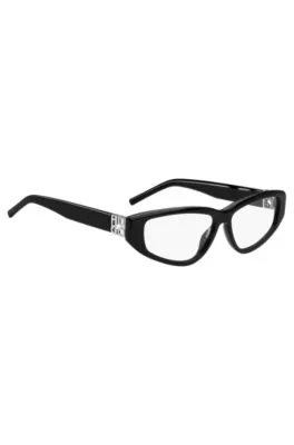 Montura para gafas graduadas de acetato negro con monograma en 3D 