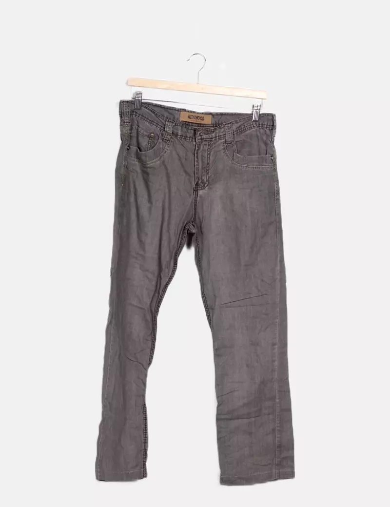 Newwood Pantalón denim gris recto