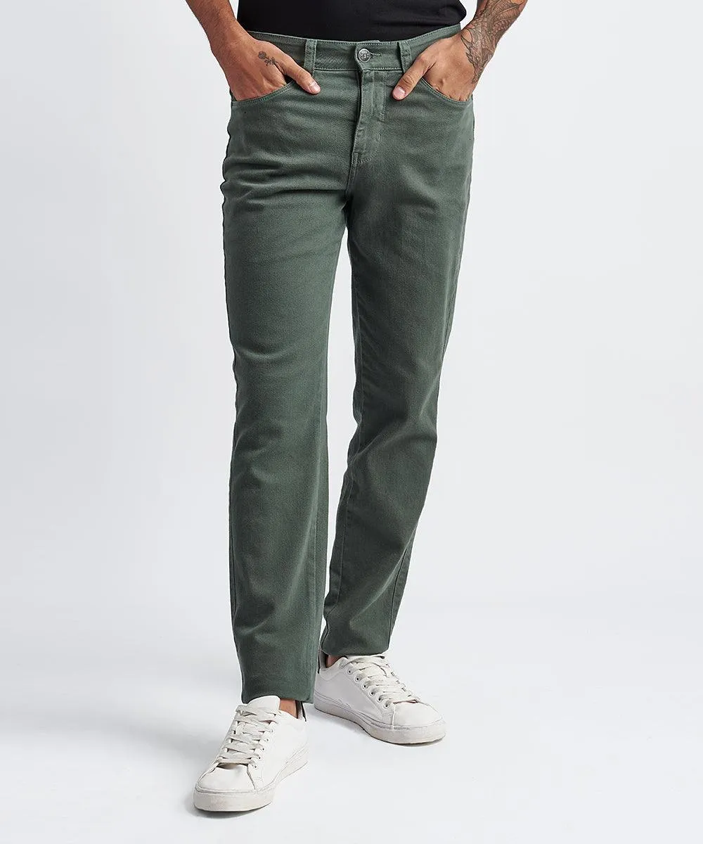 PANTALON DENIM SPANDEX SLIM FIT VERDE MILITAR PV24