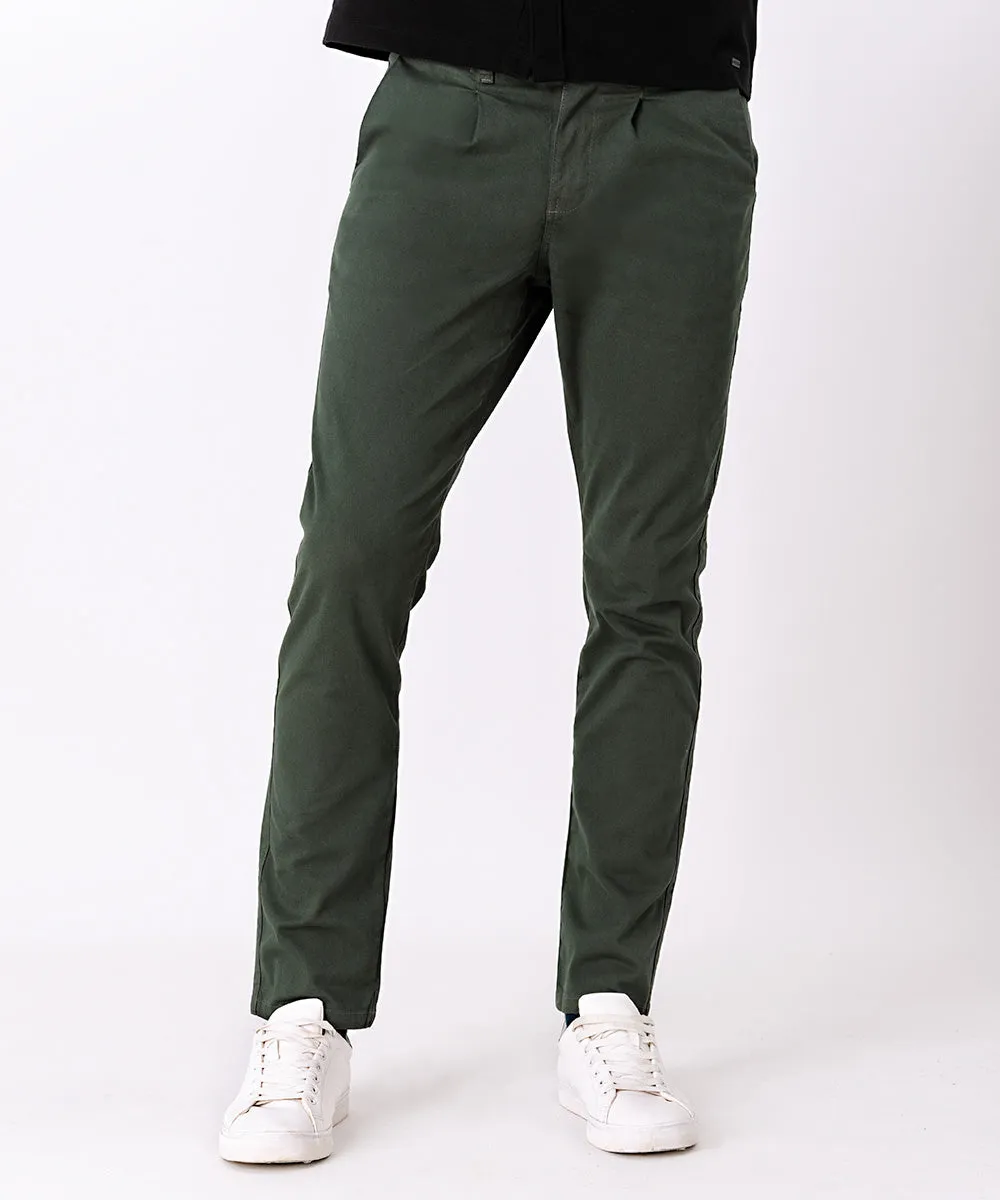 PANTALON DRILL CON PLIEGUE OI23 VERDE