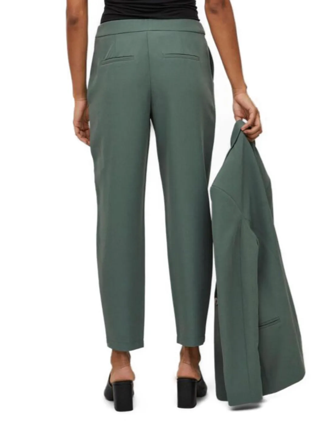 Pantalon Vila Carrie slim color verde de vestir para mujer