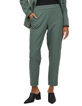 Pantalon Vila Carrie slim color verde de vestir para mujer