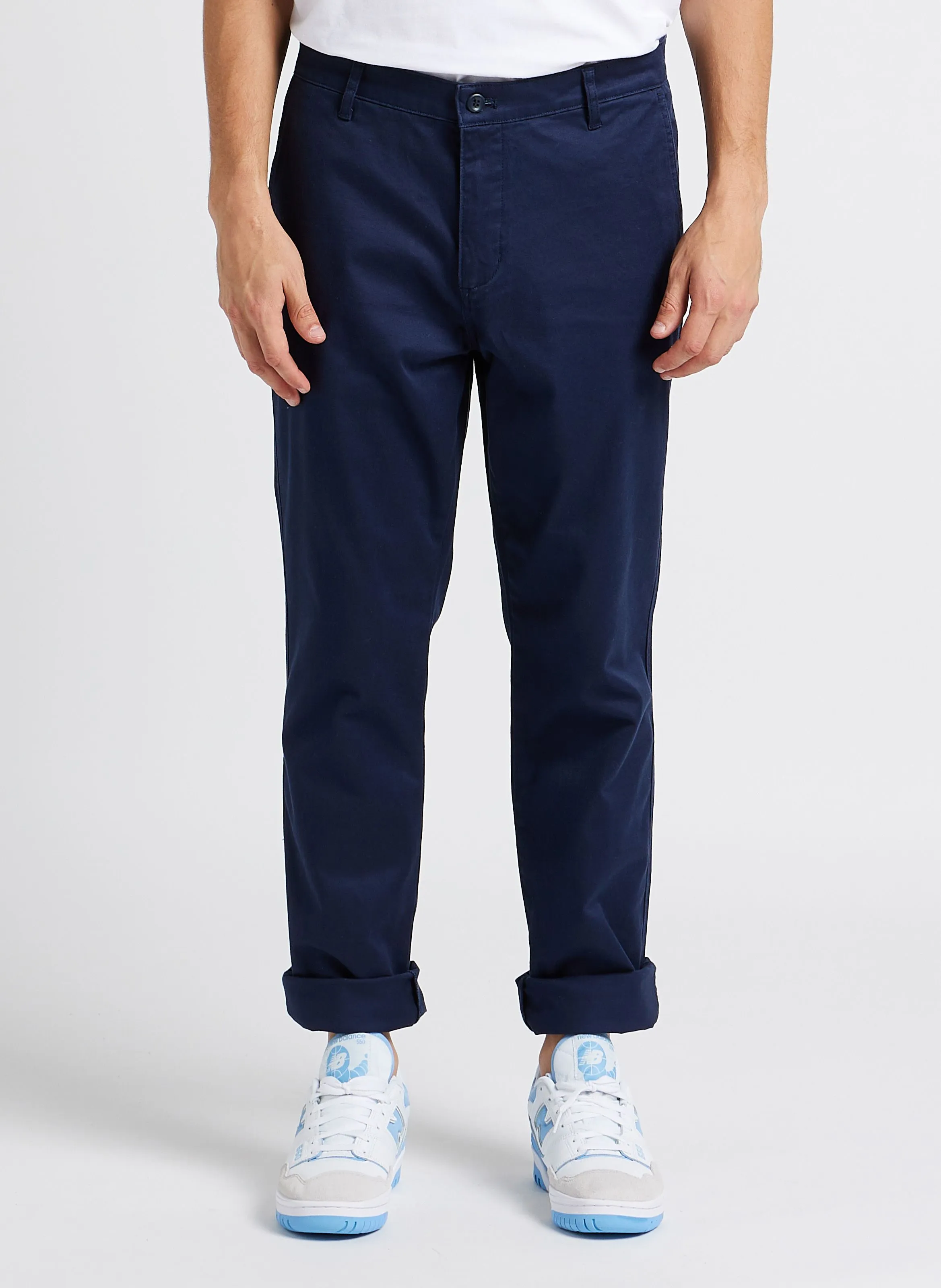 Pantalón chino slim fit de algodón elástico en azul