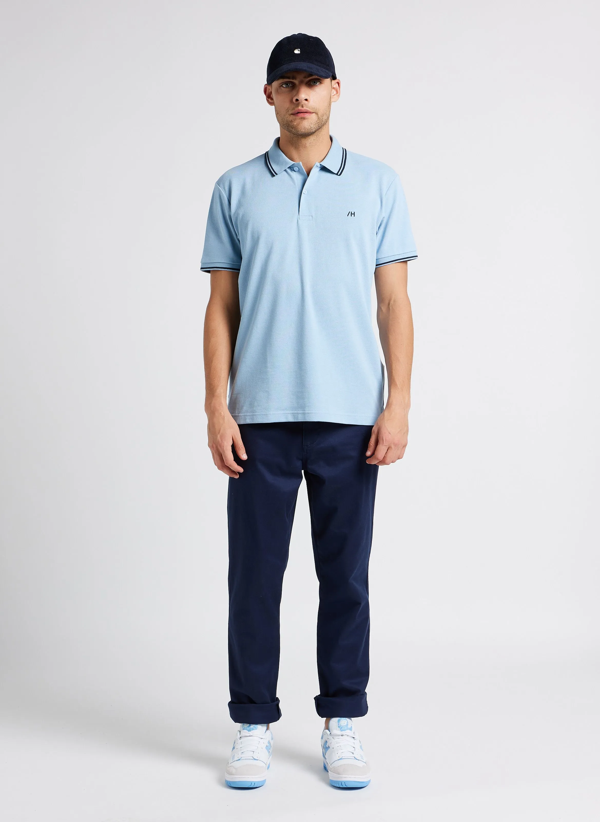 Pantalón chino slim fit de algodón elástico en azul