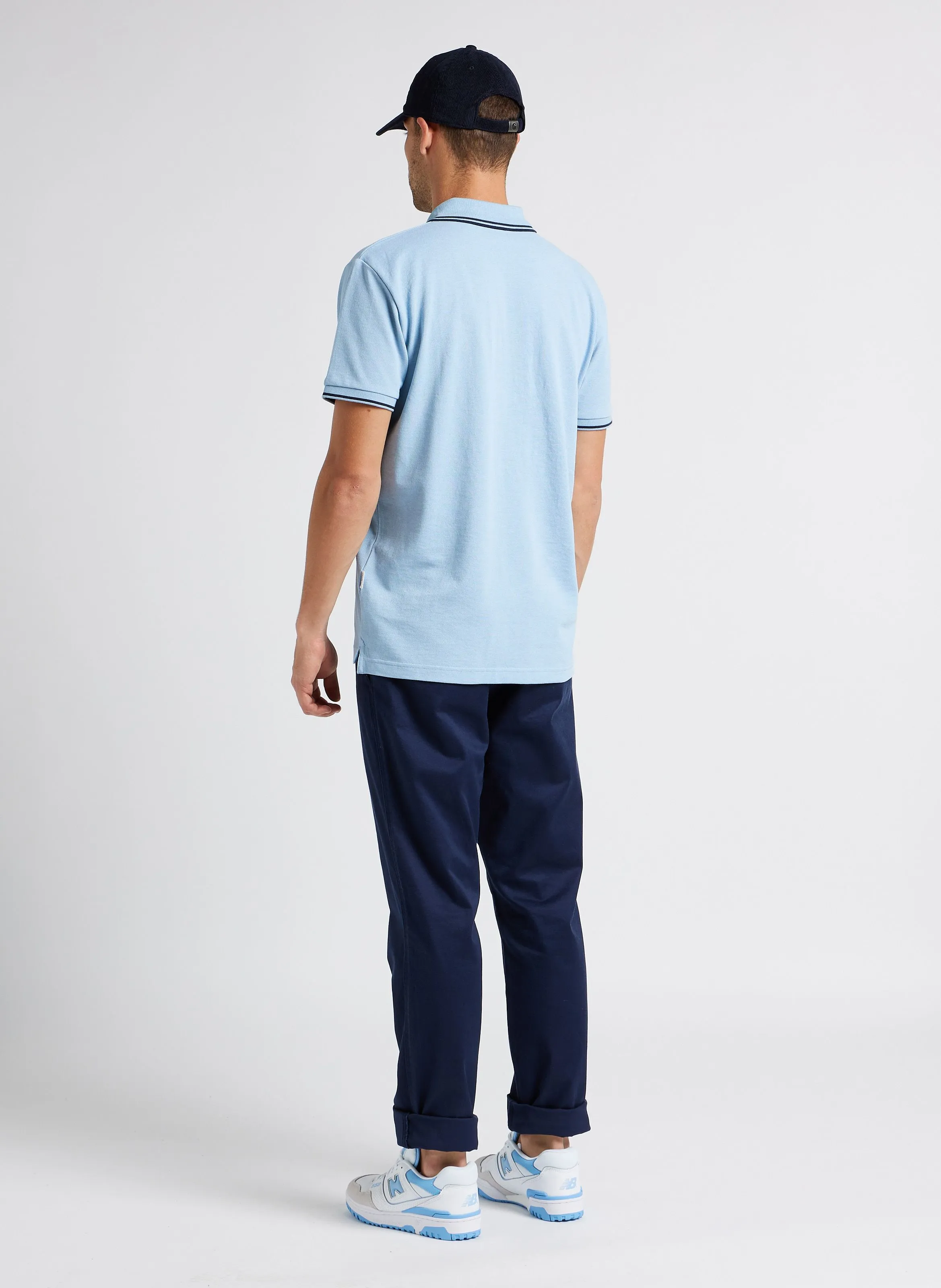 Pantalón chino slim fit de algodón elástico en azul