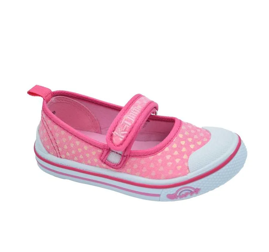 PLAYERA NIÑA MERCEDES KFY21920 VELCRO ROSA ZAPATILLA BARATA CORAZONES PLATEADOS