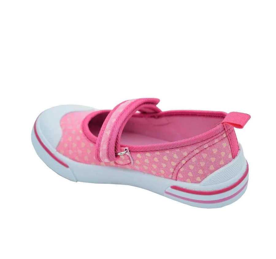 PLAYERA NIÑA MERCEDES KFY21920 VELCRO ROSA ZAPATILLA BARATA CORAZONES PLATEADOS