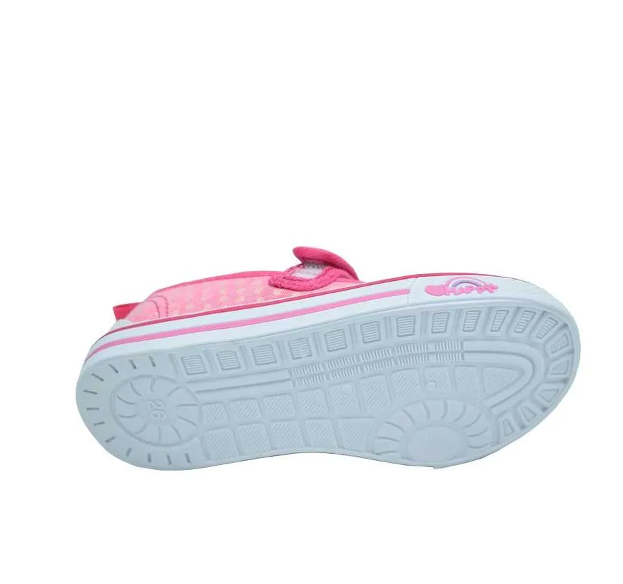 PLAYERA NIÑA MERCEDES KFY21920 VELCRO ROSA ZAPATILLA BARATA CORAZONES PLATEADOS