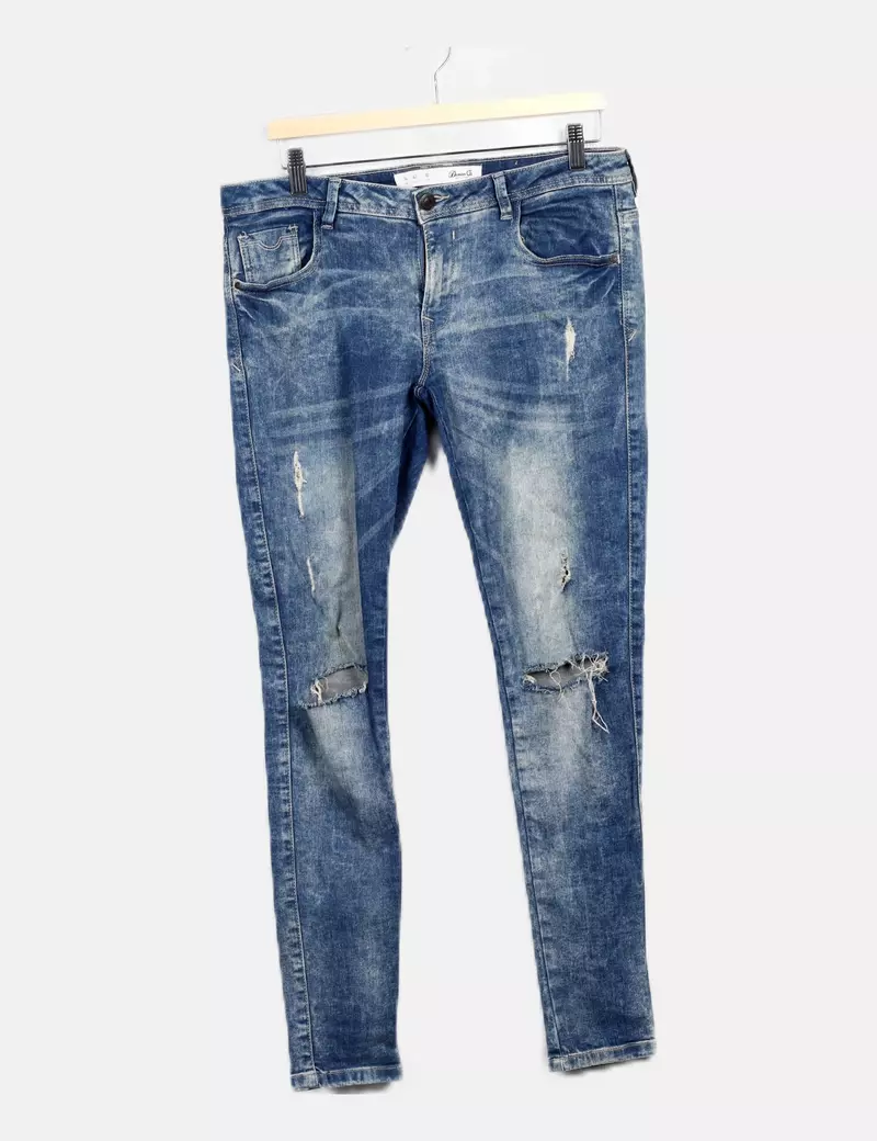 Primark Pantalón azul denim roto