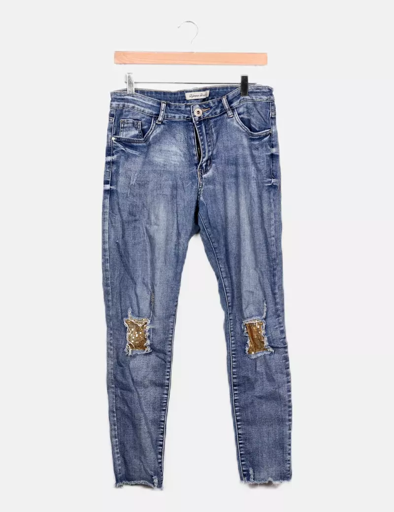 Stradivarius Pantalón denim azul marino