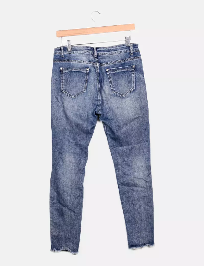 Stradivarius Pantalón denim azul marino