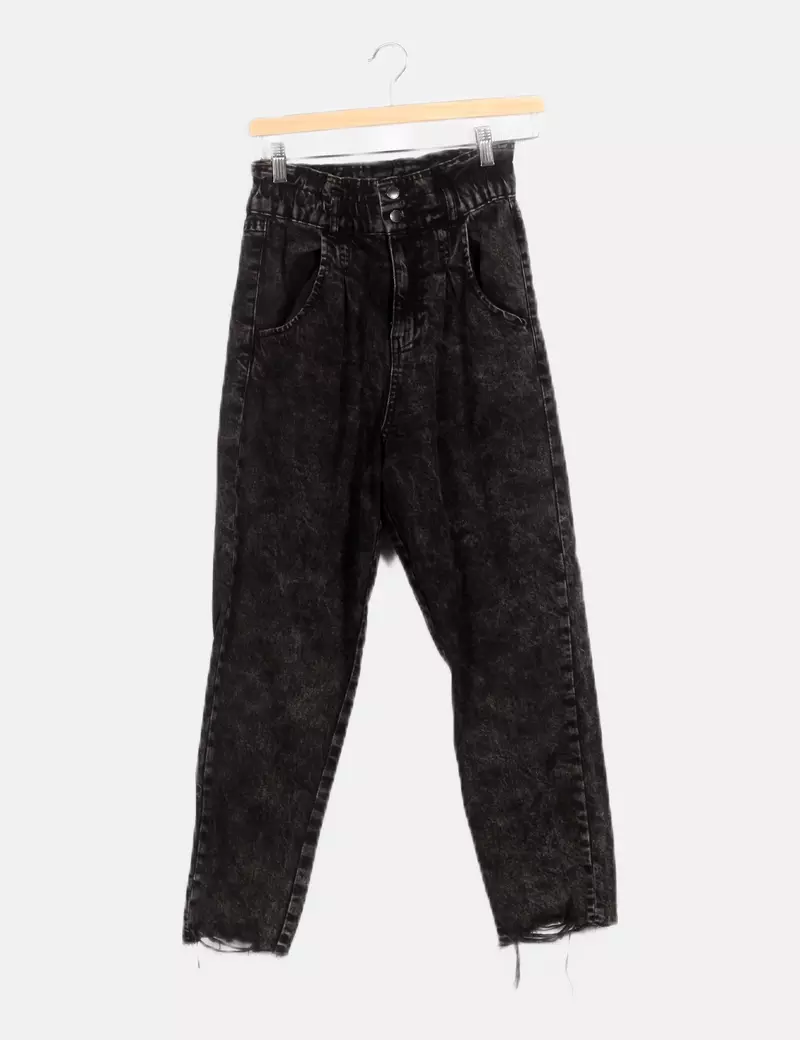 Stradivarius Pantalón gris tiro alto