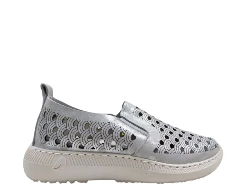 ZAPATILLA SLIP ON DE MICROFIBRA ROAL EN COLOR PLATA 3714