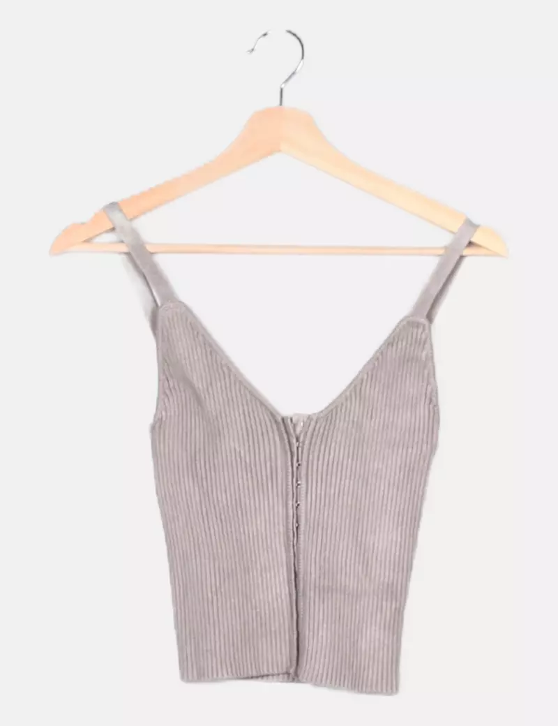 Zara Top gris canalé